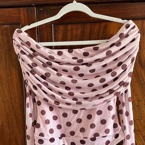 NWT Anthropologie Polka Dot Off the Shoulder Mesh Bodysuit Size M